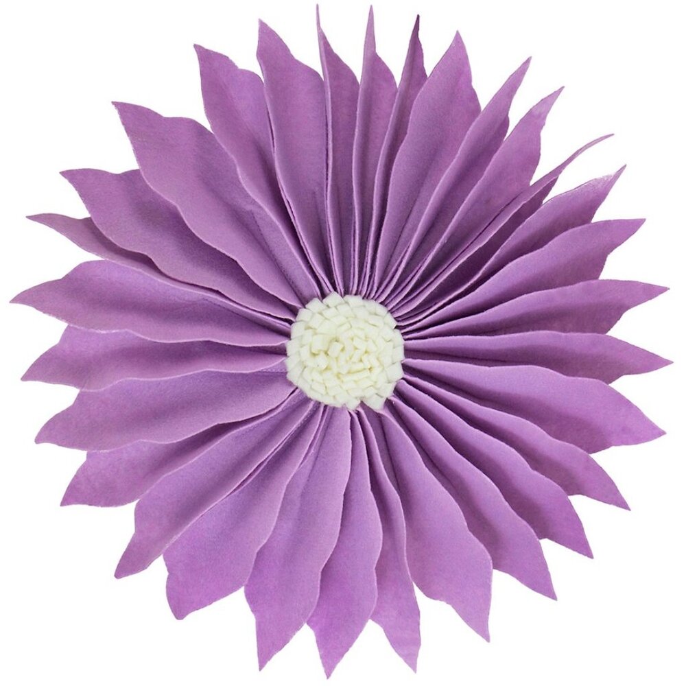 A Whimsical 16" Handmade 3D Flower Round Decorative Throw Pillow-Lavender